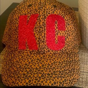 kansas city chiefs kc red sparkle cheetah hat